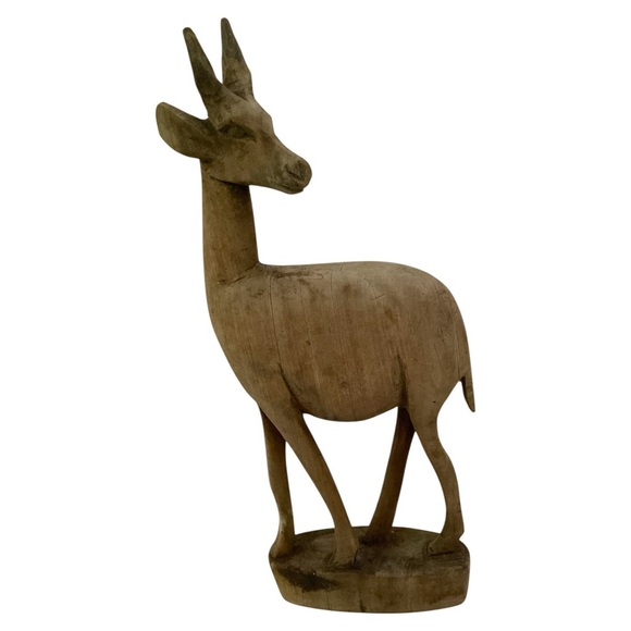 Vintage Hand-Carved Wooden Antelope Figurines – Set of 2 - Picture 8 of 12